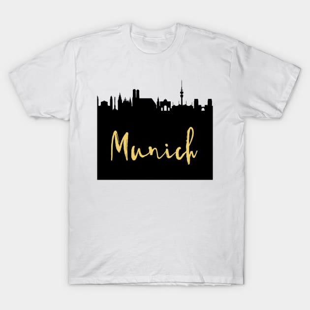 MUNICH GERMANY DESIGNER SILHOUETTE SKYLINE ART T-Shirt by deificusArt